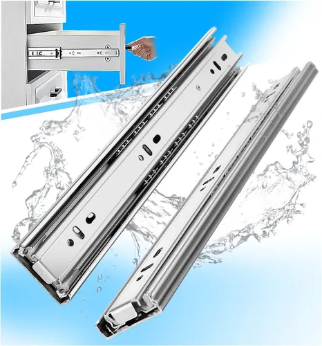 Miniatura 8 de YENUO Rieles Deslizantes de Extensión Completa de Montaje Lateral de 10 12 14 16 18 20 22 24 Pulgadas con Rodamientos de Bolas para Cómoda Gabinete