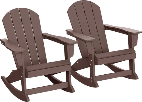 Miniatura 70 de WestinTrends Silla mecedora Malibu de poliéster para exterior/patio Adirondack, Negra