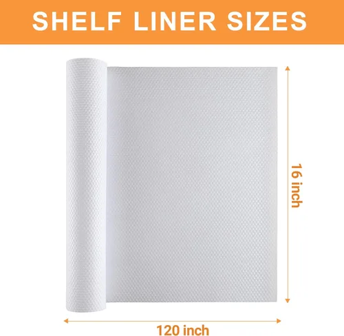 Miniatura 9 de Revestimiento de estante para armarios de cocina de 16 pulgadas: Alfombrilla impermeable para cajones de baño de 16" x 120 pulgadas blanca - Fácil