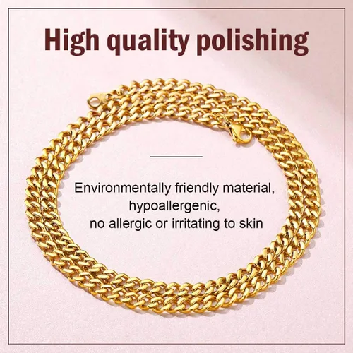 Miniatura 3 de FindChic - Cadena de eslabones para hombre, chapado en oro de 18 quilates, acero inoxidable, negro, collar para hombres y niños, 14 a 30pulgadas, 8