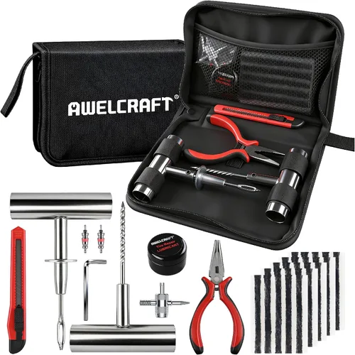 Miniatura 7 de AWELCRAFT Kit económico de reparación de neumáticos para fijar pinchazos y tapar planos, paquete de 10 piezas, ideal para automóviles, camiones