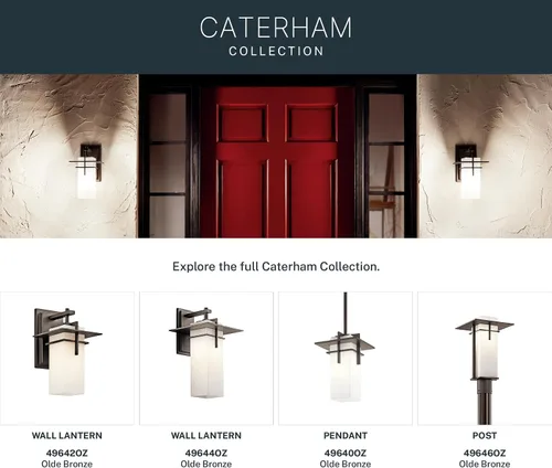Miniatura 9 de Kichler Caterham - Lámpara de pared para exteriores de 14.75 pulgadas en bronce Olde®, aplique de pared exterior de 1 luz para porche con cristal