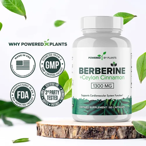 Miniatura 6 de Suplemento de berberina pura, 1300 mg de berberina con canela de Ceilán para el metabolismo y el apoyo del sistema inmunológico, 1 paquete de 180
