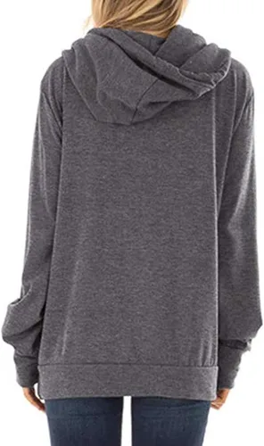 Miniatura 2 de Sudadera con capucha para mujer con cuello redondo y cordón