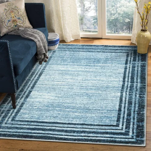 Miniatura 94 de Alfombra de pasillo moderna abstracta Lahome, alfombra lavable turquesa de 2 x 6 pulgadas para entrada, alfombra antideslizante de bajo pelo