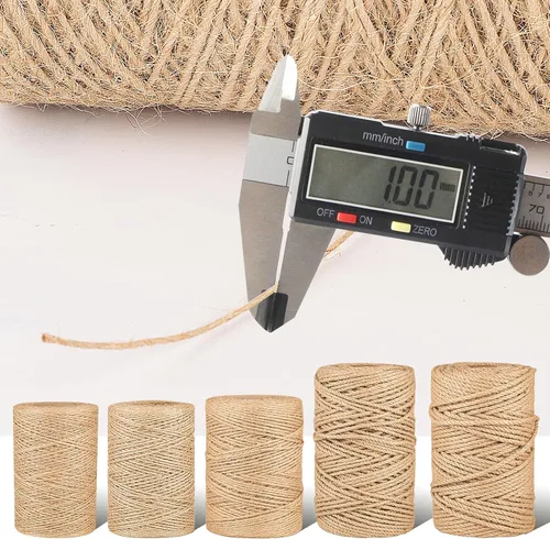 Miniatura 2 de Cuerda de yute natural de 0.039 in x 1312 pies, cuerda de yute a granel para manualidades, jardinería, envoltura de regalos, cordón decorativo