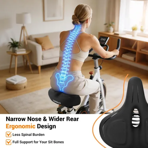 Miniatura 3 de TONBUX Wide Bike Seat for for Men & Women, Comfortable Peloton Bike Seat Cushion, Large Bicycle Seat for Stationary, Exercise, Ebike, Cruiser