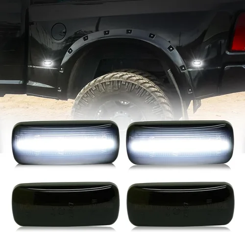 Miniatura 12 de D-Lumina Conjunto de luces LED laterales ámbar y rojo compatible con Dodge Ram 2500 3500 2003-2009 marcadores laterales de guardabarros de cama