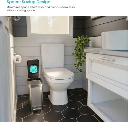 Miniatura 3 de Home Zone Living Bote de Basura Pequeño de 3 Galones con Tapa y Pedal de Paso, CleanAura, Control de Olores, Acero Inoxidable con Diseño Delgado
