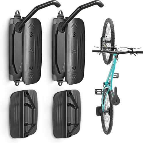 Miniatura 11 de monTEK Soporte giratorio de pared para bicicleta, perchas para bicicleta, soporte vertical para bicicletas que ahorra espacio, soporte