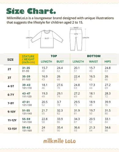 Miniatura 7 de MILKMILE LOLO 2T-15Y Toddler Kids Babyboys Babygirls Boys Girls Unisex 100% Cotton Colorful Allover Longsleeve Outfitsets