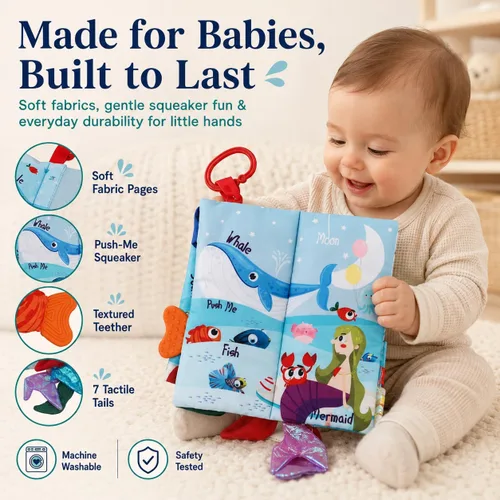 Miniatura 5 de Libros para bebés de 0 a 6 meses, libros arrugados para bebés, juguete sensorial táctil y tacto de 6 a 12 meses, juguetes de viaje suaves