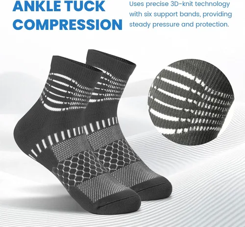 Miniatura 3 de IRAMY Calcetines de compresión de tobillo Coolmax para mujeres y hombres, calcetines que absorben la humedad, alivio de la fascitis plantar, 3/5