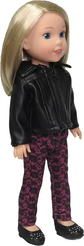 Miniatura 4 de American Fashion World Chaqueta de cuero para muñecas de 14 pulgadas Calidad premium y diseño moderno Ropa de muñecas Moda de ropa