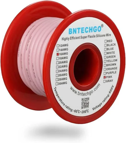 Miniatura 43 de BNTECHGO Carrete de alambre de silicona de calibre 16, rojo de 25 pies y negro, 25 pies, 2 cables separados, alambre de cobre estañado flexible