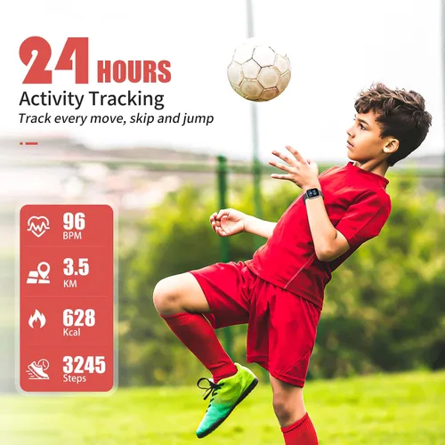 Miniatura 3 de Reloj de seguimiento de actividad física para niños, reloj inteligente impermeable IP68 con 19 modos deportivos, podómetro, monitor de frecuencia
