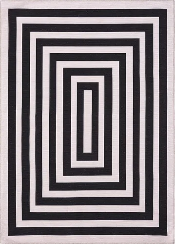 Miniatura 2 de Abani Parker Collection - Alfombra de área, diseño rectangular crema/negro, 4 x 6 pies, fácil de limpiar, duradera para niños y mascotas,