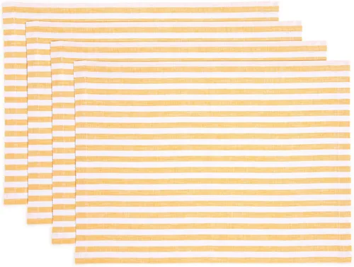 Miniatura 12 de Solino Home Amalfi - Manteles individuales a rayas, de 14 x 19 pulgadas, juego de 4 unidades, tela natural, lino europeo, 100 % lino puro, hechos a