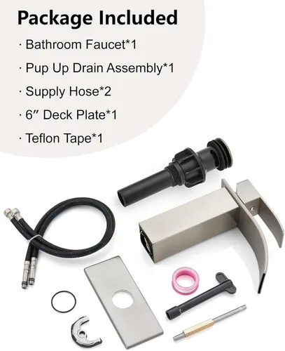 Miniatura 9 de Midanya - Grifo de baño con boquilla tipo cascada, de un agujero o tres agujeros para montaje en cubierta, grifo de lavabo de acero inoxidable 304