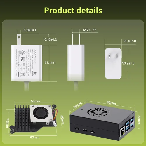 Miniatura 9 de iRasptek Kit básico de inicio para Raspberry Pi 5 4GB RAM- Incluye placa de 4 GB, fuente de alimentación PD de 27 W, caja de metal Pi5 y enfriador