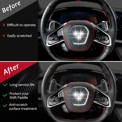 Miniatura 5 de Fibra de Carbono auténtica, palanca de cambios compatible con Corvette C8 Z51 Z06 2020-2025, palanca de cambios de fibra de carbono para volante