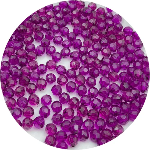 Miniatura 13 de 400 cuentas de cristal redondas acrílicas de 0.315 pulgadas (0.315 in), cuentas espaciadoras facetadas de color para hacer joyas, bricolaje, Rosa