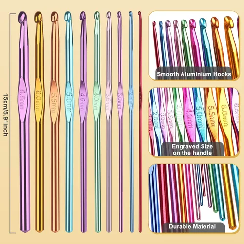 Miniatura 4 de Hilo de Ganchillo para Tejer, Aeelike 1093 Yardas de Hilo Acrílico para Tejer, Kits Completos de Ganchillo para Principiantes y Profesionales