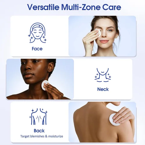 Miniatura 7 de Hicream Almohadillas de ácido glicólico, tónico exfoliante facial de doble textura para el cuidado de los poros y la luminosidad de la piel