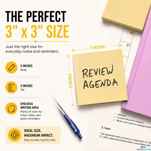 Miniatura 3 de 1InTheOffice Notas adhesivas amarillas, 3 x 3 pulgadas, 36 unidades, 36 unidades, 3600 blocs de notas (36)