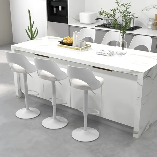 Miniatura 20 de civama Juego de 2 taburetes de bar para encimera de cocina, altura del asiento ajustable de 25 a 33 pulgadas, sillas de isla giratorias tapizadas