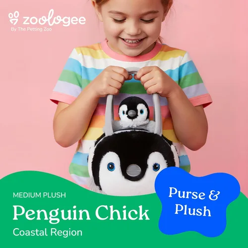 Miniatura 2 de The Petting Zoo Juego de peluche y bolso de peluche de pollo de pingüino, regalos para niños, juguete de animal de vida marina, juguete de peluche