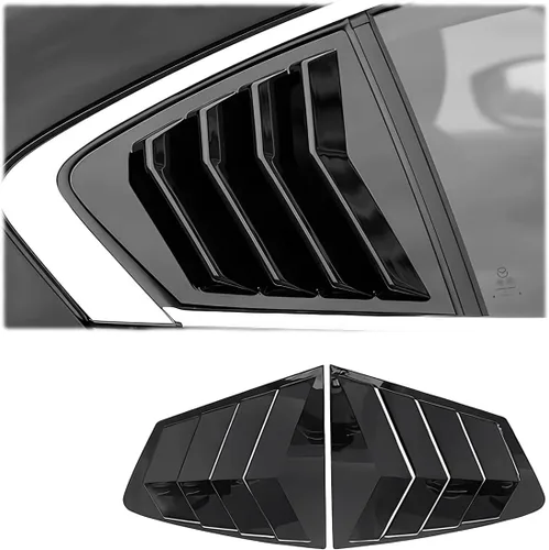 MUXEE 2 piezas, rejillas de ventilación para ventana lateral trasera, cubiertas de persianas, embellecedores deportivos ABS en color negro brillante