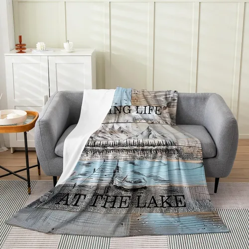 Miniatura 10 de Erosebridal Manta de casa del lago de tamaño Queen, manta náutica de ancla para niños, adolescentes, adultos, retro, velero, casa de lago, manta