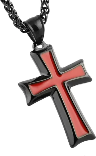 Miniatura 3 de HZMAN collar con colgante de cruz en acero inoxidable para hombres con cadena