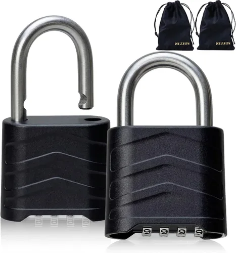 Candado combinado para exteriores, 2.2 pulgadas, 2.205 in, ligero, resistente a la intemperie, 4 digitales, cuerpo de aluminio de seguridad, para