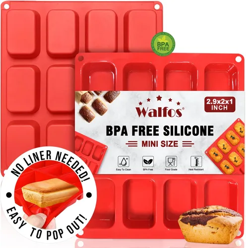 Miniatura 9 de Walfos Mini molde de silicona para pan, molde mini antiadherente para pan, molde de silicona para hornear pan de 9 cavidades, perfecto para mini