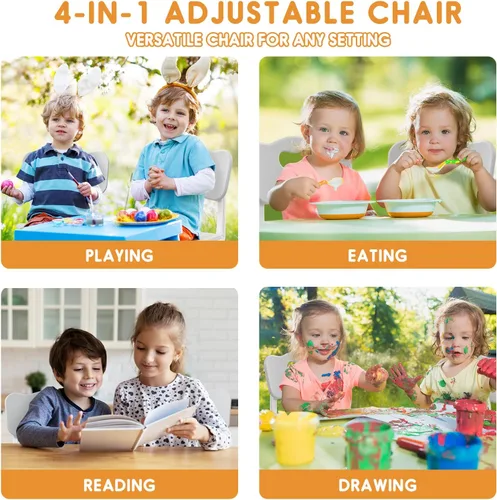 Miniatura 7 de Silla para niños de altura ajustable, sillas para niños de 2 a 8 años con fundas para pies para el hogar, aula, jardín de infantes y lugares