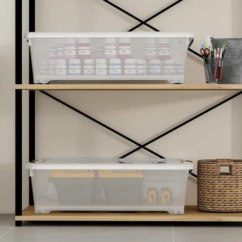 Miniatura 6 de Contenedor de almacenamiento transparente de 26 cuartos de galón, caja de almacenamiento de plástico debajo de la cama, contenedor de almacenamiento