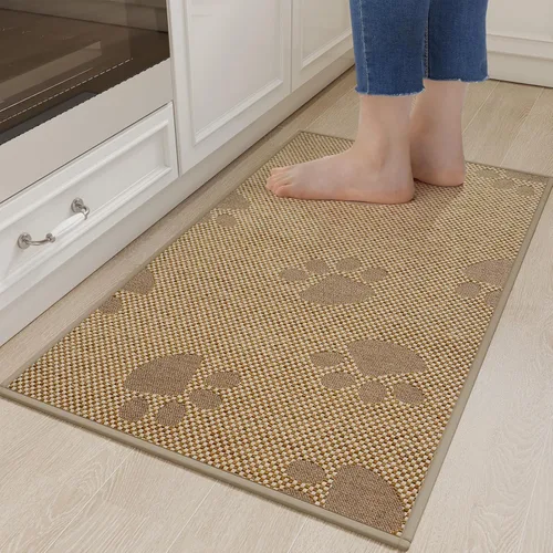 Miniatura 9 de YDKGL Tapetes de cocina para piso, alfombras de cocina súper absorbentes, antideslizantes, lavables, de lino sintético suave trenzado, alfombra