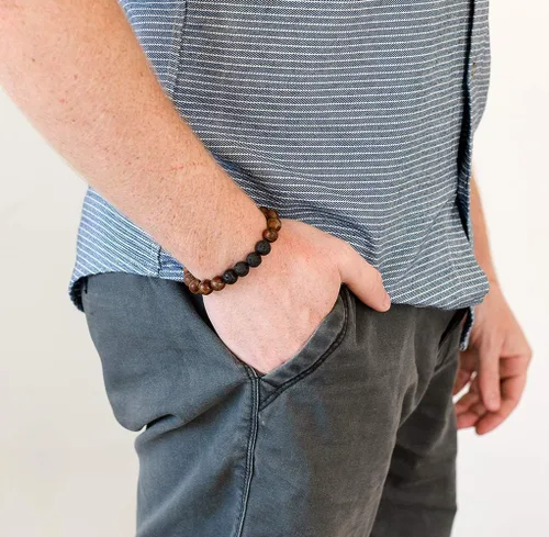 Miniatura 2 de Subherban Lava Rock Bracelet Essential Oil Bracelet - Handmade in the USA - Lava Stone Bracelet for Men - Oil Diffuser Lava Rock - Aromatherapy Oil