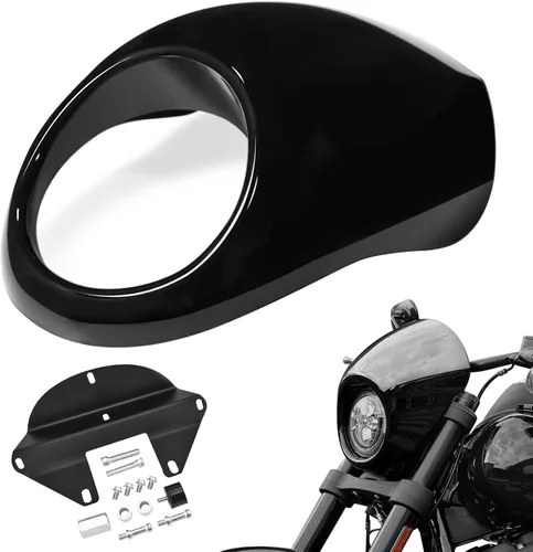 Amazicha Máscara de Carenado para Faros Delanteros, Soporte de Visera para Faros Delanteros Compatible con Harley Sportster XL 1973-posterior (Negro