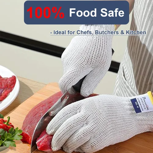 Miniatura 3 de Dowellife - Guantes de seguridad para corte con refuerzo de nivel 8, grado alimenticio, de protección, para cuchillos, mandolina, cortar carne