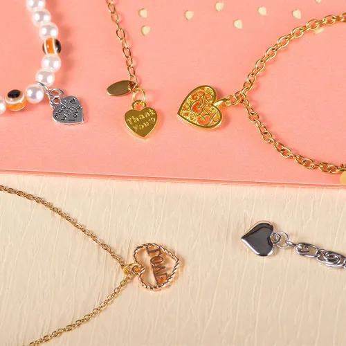 Miniatura 6 de stino 100 gramos de dijes de metal para hacer joyas, chapados en plata y oro, paquete a granel para pulseras, collares, manualidades Corazón Un