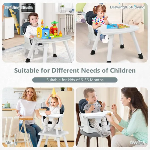 Miniatura 2 de INFANS Silla Alta 8 en 1 para Bebé, Silla Alta Convertible para Bebés y Niños Pequeños, Asiento Elevador de Comedor para Bebés, Mesa de Bloques