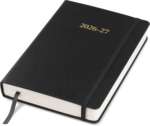 Wykeham's Planificador de Agenda Diaria Ejecutiva 2025-26 – Personalización disponible – Agenda académica de mitad de año (Negro, 8.5"×5.5")