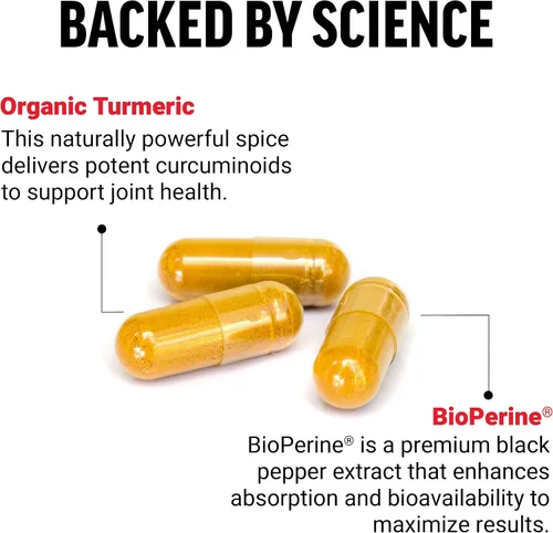 Miniatura 3 de Force Factor Suplemento de curcumina de cúrcuma con pimienta negra, suplemento de apoyo articular con BioPerine para una mayor absorción, sin