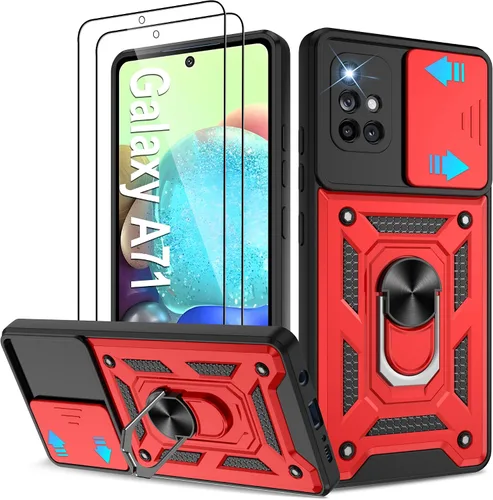 Miniatura 114 de ATUMP Funda para T-Mobile Revvl V Plus 5G con protector de pantalla HD con cubierta de cámara deslizante, soporte de anillo de rotación de 360° Negro