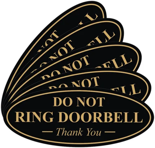 Miniatura 38 de All Quality Cartel de agradecimiento ovalado con texto en inglés «Do not Ring DOORBELL», color negro, pequeño, 1 paquete