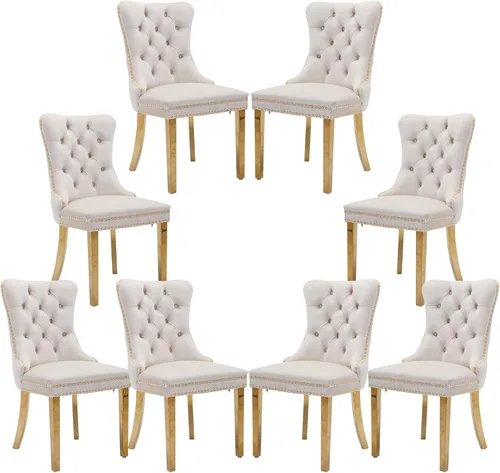 Miniatura 98 de Silla de comedor copetuda moderna de terciopelo para comedor, sillas de comedor tapizadas con remache de clavo, anillo trasero para cocina, comedor