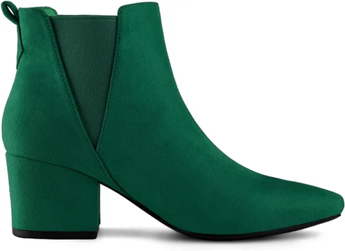 Miniatura 6 de Allegra K Botas Chelsea con tacón de bloque y punta puntiaguda para mujer